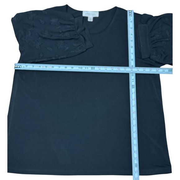 NWOT Philosophy Size XL Womens Black Blouse Top W/ Textured 3/4 Balloon Sleeves - Picture 7 of 8
